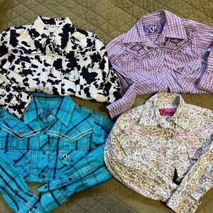 Cowgirl Hardware XS Youth Girls Size 5 Western Shirts Bundle